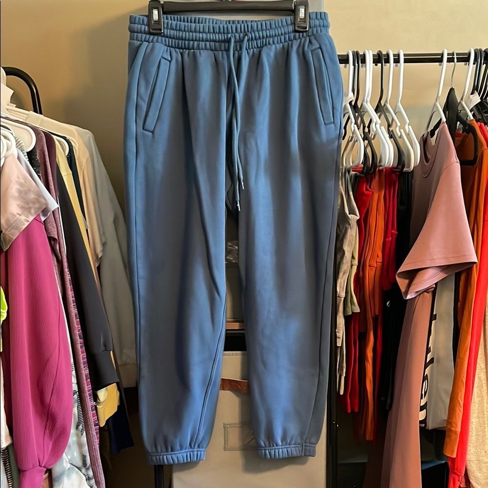 Fabletics Cozy Fleece Go To Sweatpant Short Joggers ~Sz Medium Blue